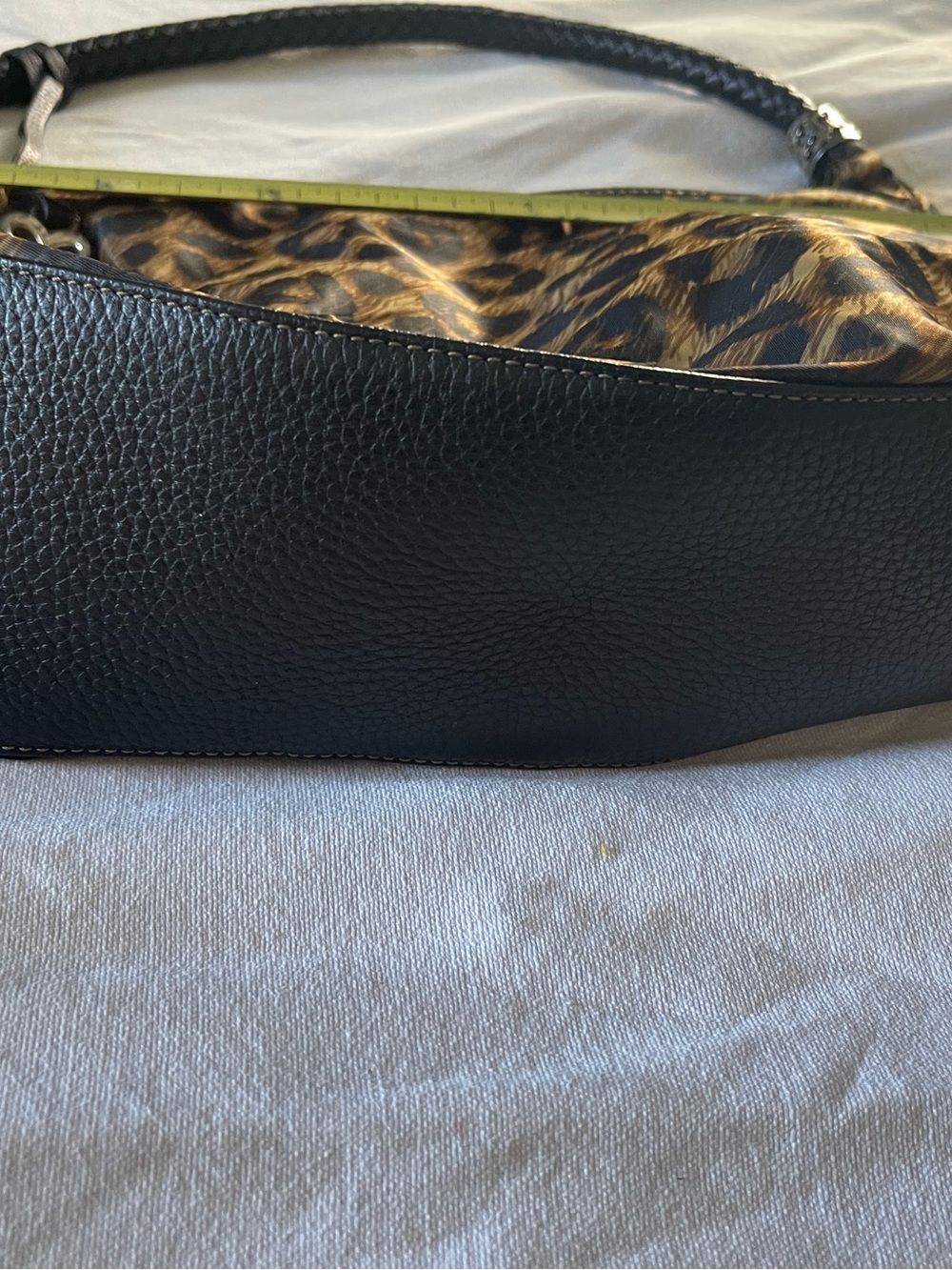 Brighton Leopard Print Shoulder Bag - Black and Brown - Picture 3 of 4